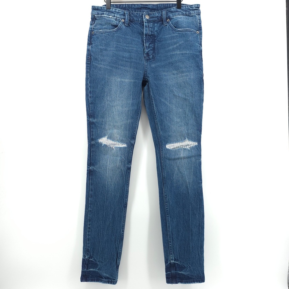 Ksubi Van Winkle Hilite Men Jeans 34 Blue Trashed Distressed MFA22DJ061
